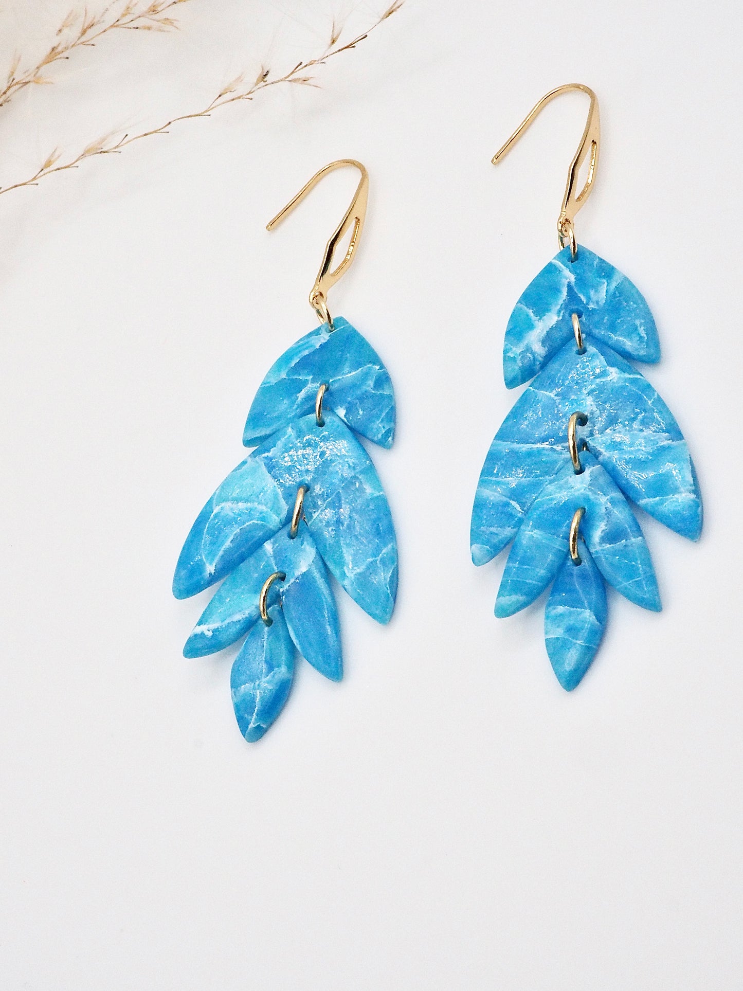 Vacances long chandelier earrings blue chandelier