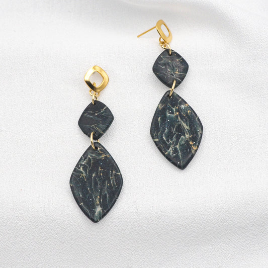 Mystic Onyx boucles d'oreilles longues pendantes 