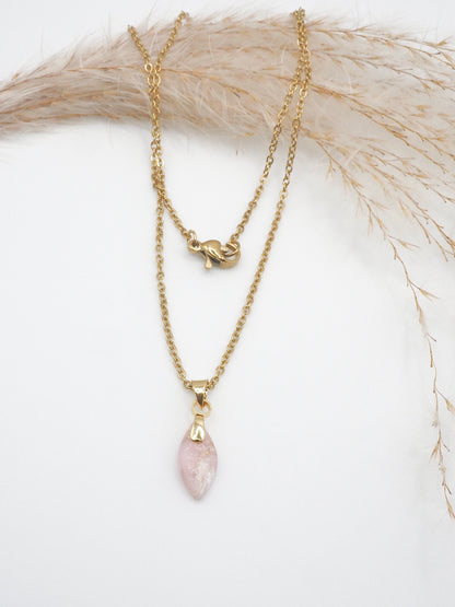 necklace golden with marbled rose charm - Aphrodite's Breath