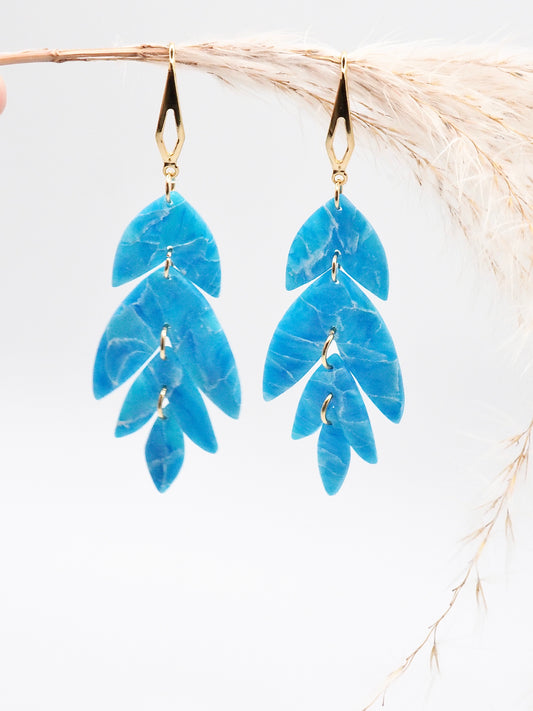 Vacances long chandelier earrings blue chandelier