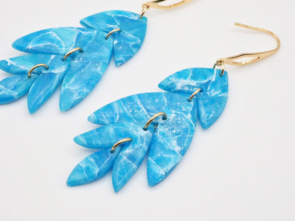 Vacances long chandelier earrings blue chandelier