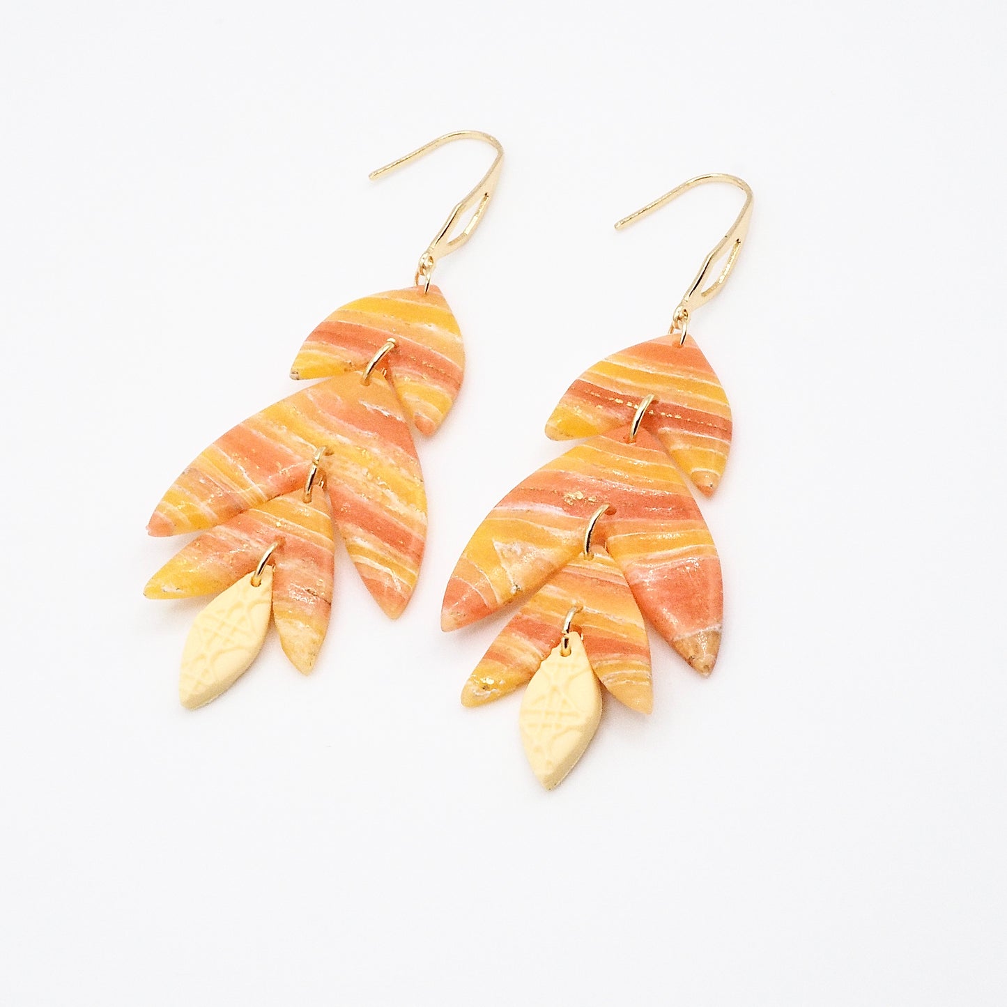 Vacances long chandelier earrings orange dangle earrings