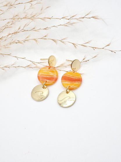 Vacances stud long earring wave sunset