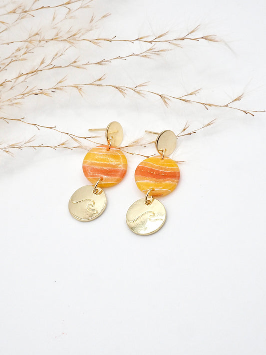 Vacances stud long earring wave sunset