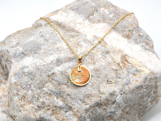 delicate necklace with brown pendant